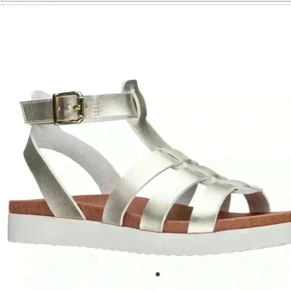Girls Metallic Strappy Sandals Size 6 Big Kid New With Tags